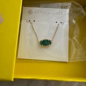 Kendra Scott Emerald Green Oval Necklace Elisa
